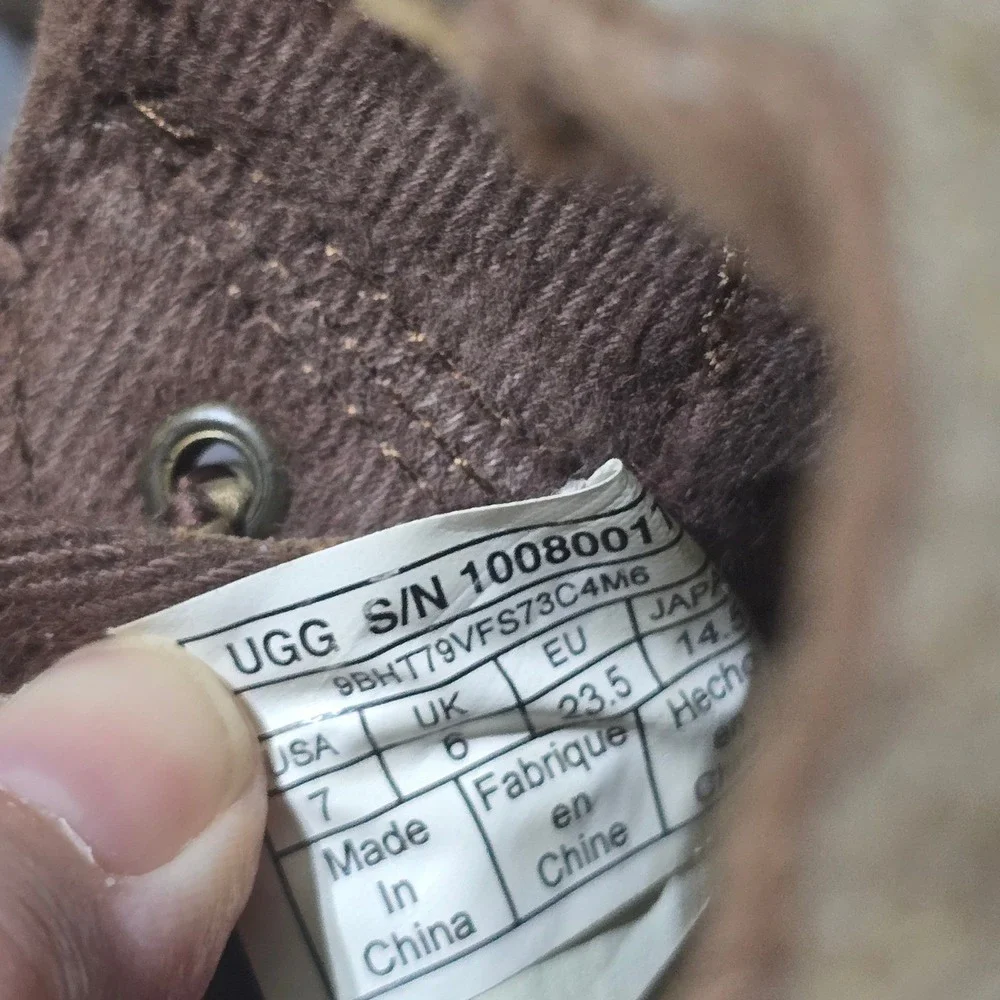 UGG Butte II Ankle Boots Kids Size 7 Brown Leather Suede Wool Trim 1008001T
